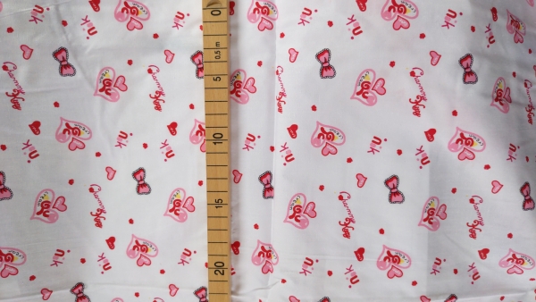 Fabric with hearts and loops